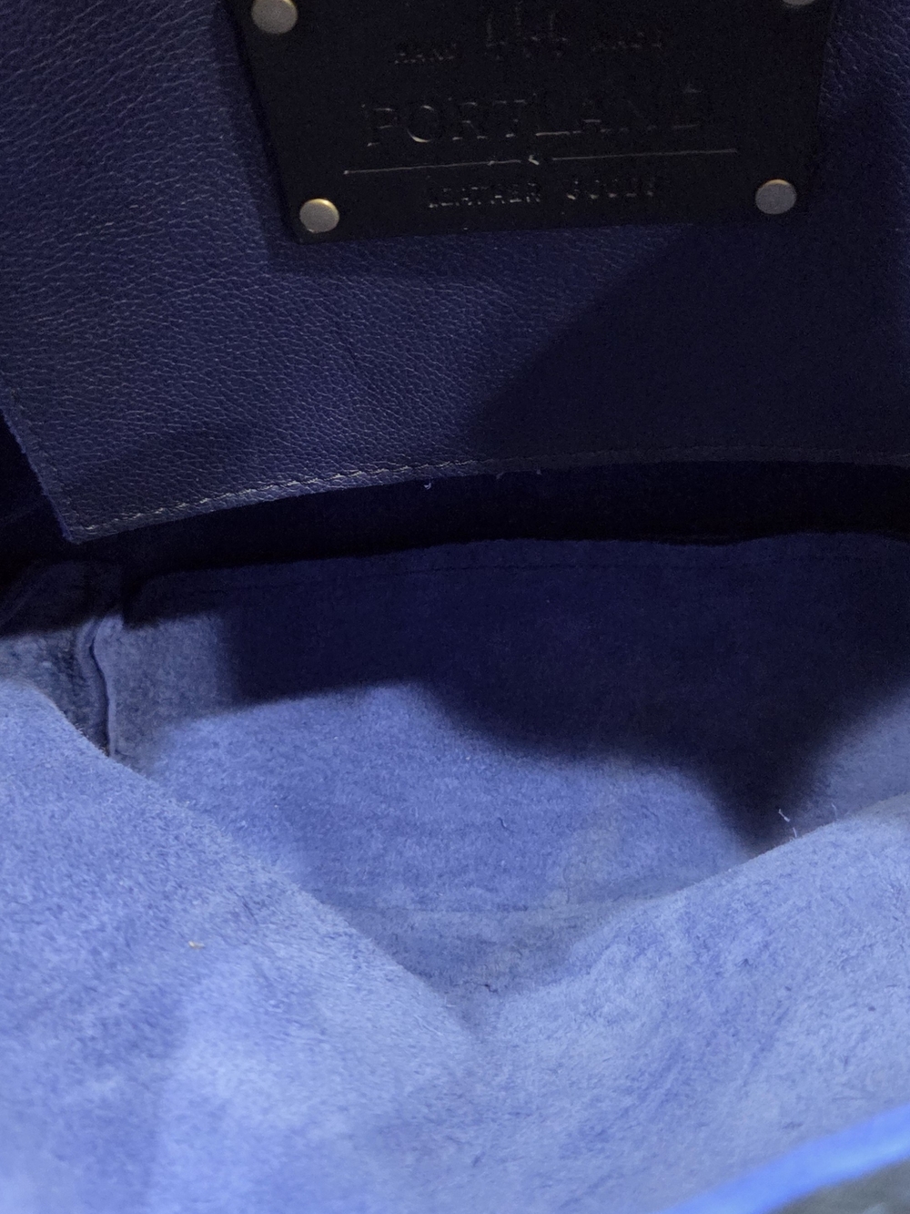 Portland Leather Cobalt Tote with Black Straps - Picture 4 of 5